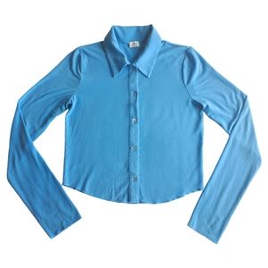 Aritzia Wilfred Pose Waist Mesh Button-up Top Size Small